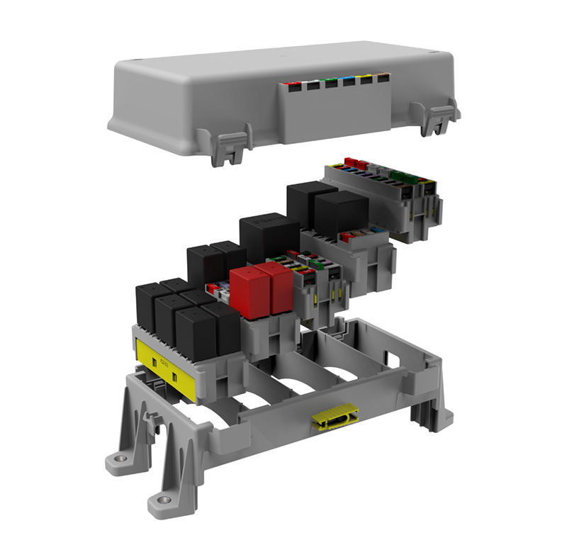 Frame with fuse/relay modules for Tata