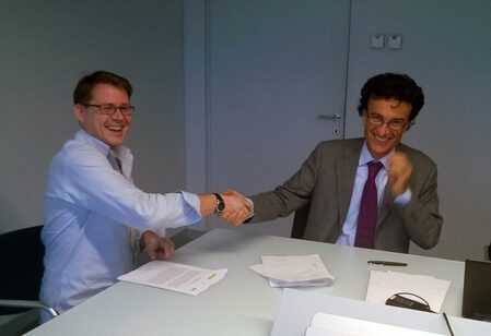 From the left - Mr Pasi Nieminen, Link Motion CEO, and Mr Antonio Falchetti, MTA CEO